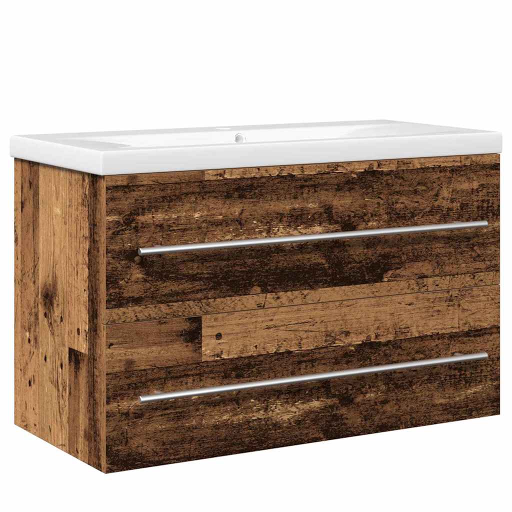Badkamertenk te kast met lade 2 pcs Oud Hout 80 x 38,5 x 48 cm