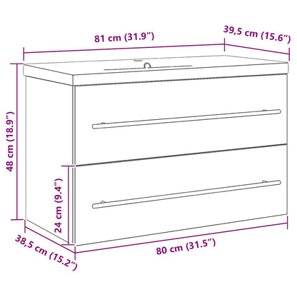 Badkamertenk te kast met lade 2 pcs Oud Hout 80 x 38,5 x 48 cm