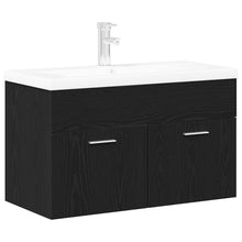 Badkamerkast Zwart Eiken 90 x 38,5 x 46 cm Bewerkt hout