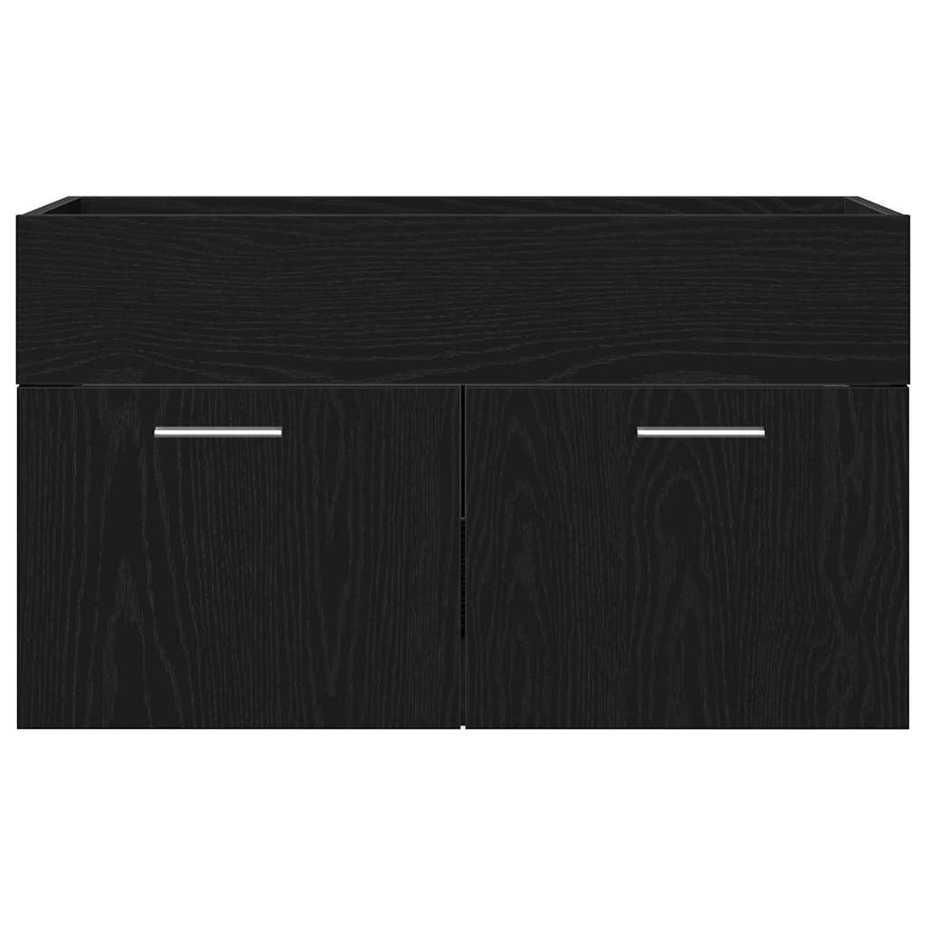 Badkamerkast Zwart Eiken 90 x 38,5 x 46 cm Bewerkt hout