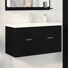 Badkamerkast 90x38,5x46 cm zwart eiken