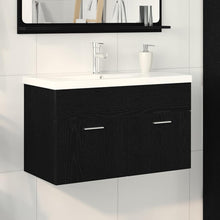 Badkamerkast Zwart Eiken 80 x 38,5 x 46 cm Bewerkt hout