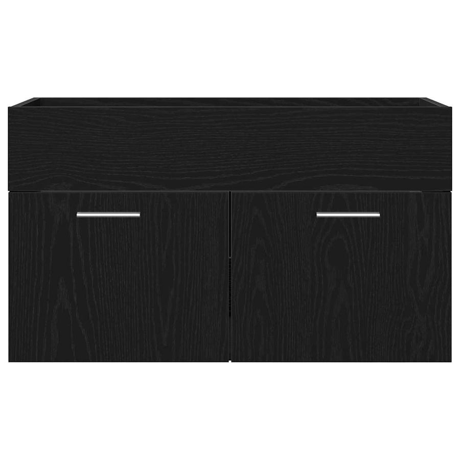 Badkamerkast Zwart Eiken 80 x 38,5 x 46 cm Bewerkt hout