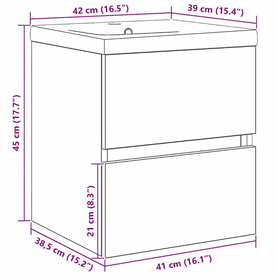 Badkamertenk te kast Zwart Eiken 80 x 39 x 62 cm Bewerkt hout