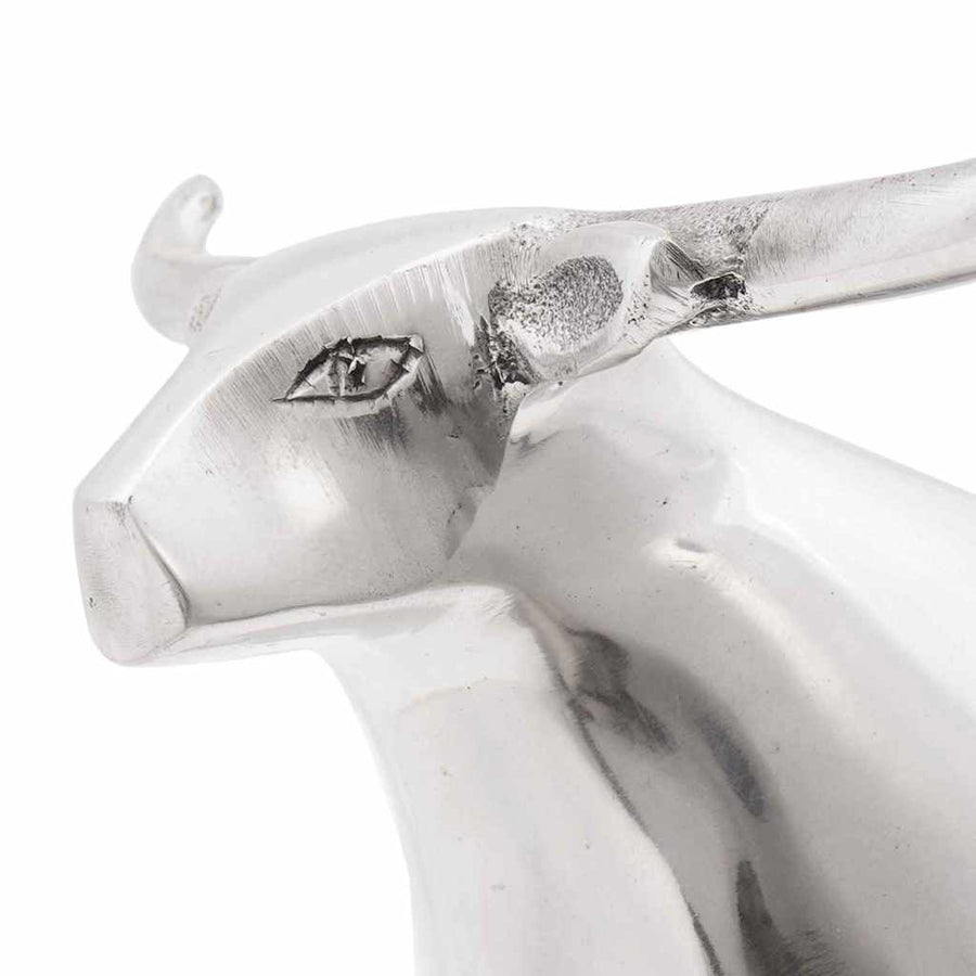 Stierensculptuur Zilver 20 x 17 x 23 cm Aluminium