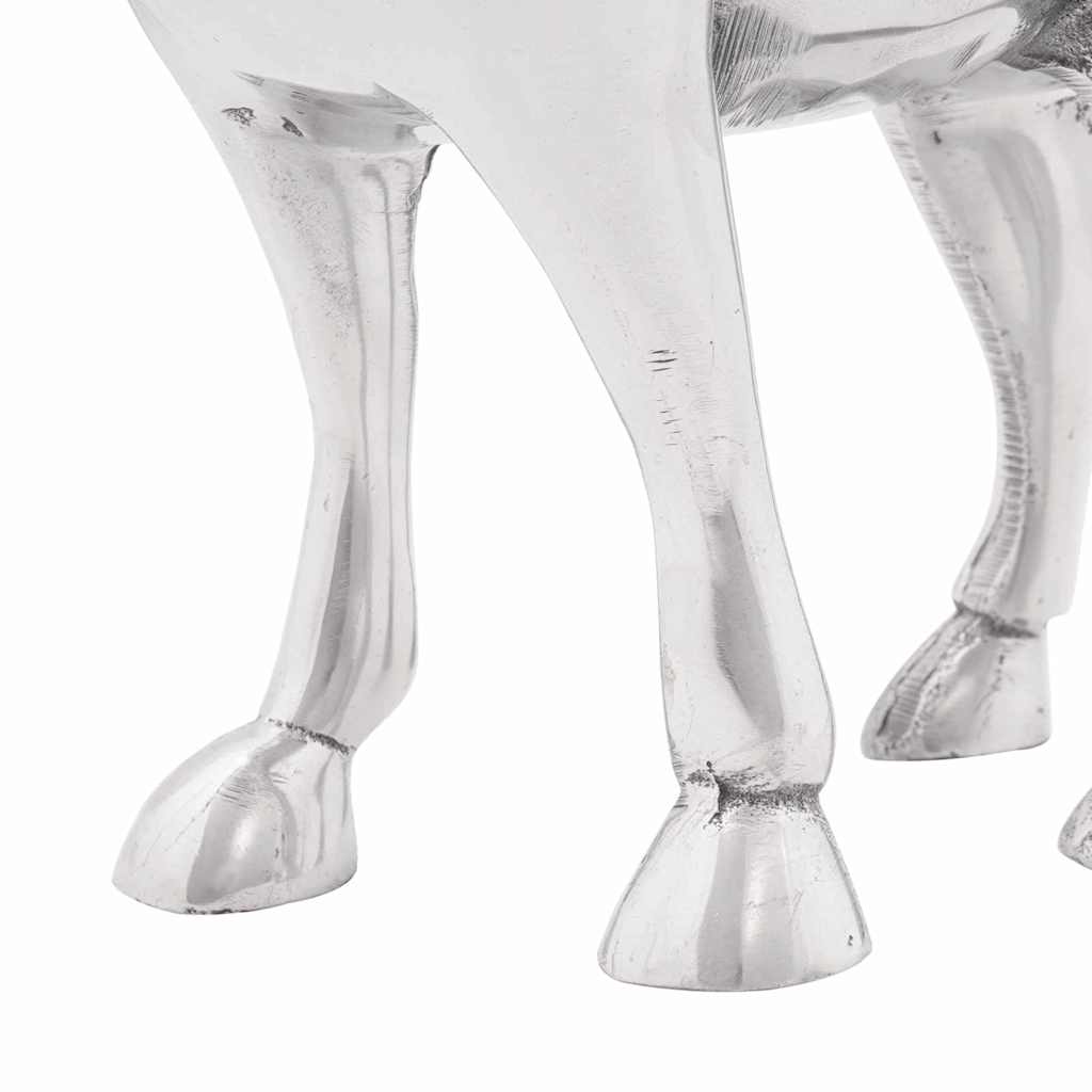 Stierensculptuur Zilver 20 x 17 x 23 cm Aluminium