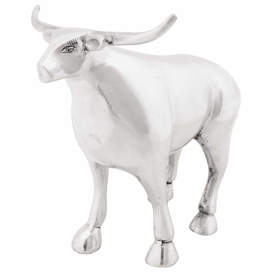Stierensculptuur Zilver 20 x 17 x 23 cm Aluminium