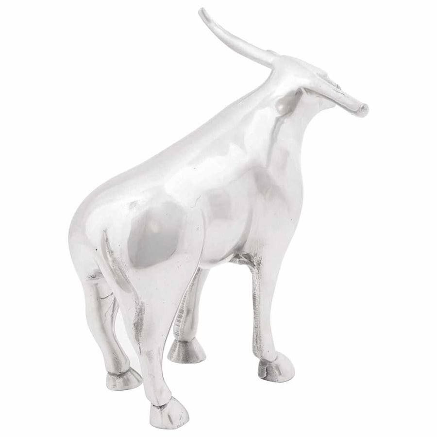 Stierensculptuur Zilver 20 x 17 x 23 cm Aluminium