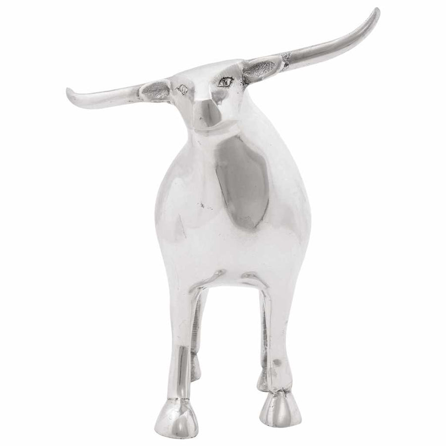 Stierensculptuur Zilver 20 x 17 x 23 cm Aluminium