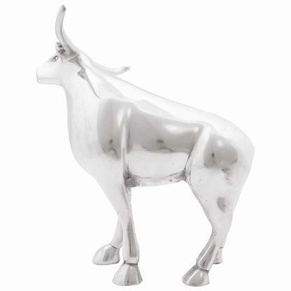 Stierensculptuur Zilver 20 x 17 x 23 cm Aluminium