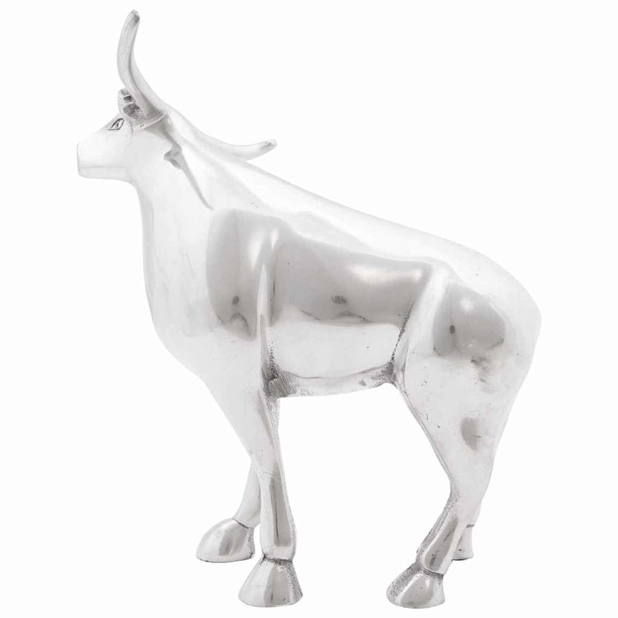 Stierensculptuur Zilver 20 x 17 x 23 cm Aluminium