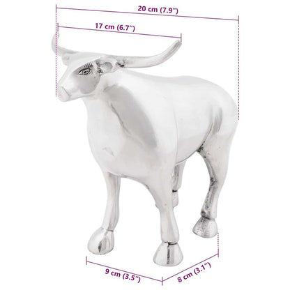 Stierensculptuur Zilver 20 x 17 x 23 cm Aluminium
