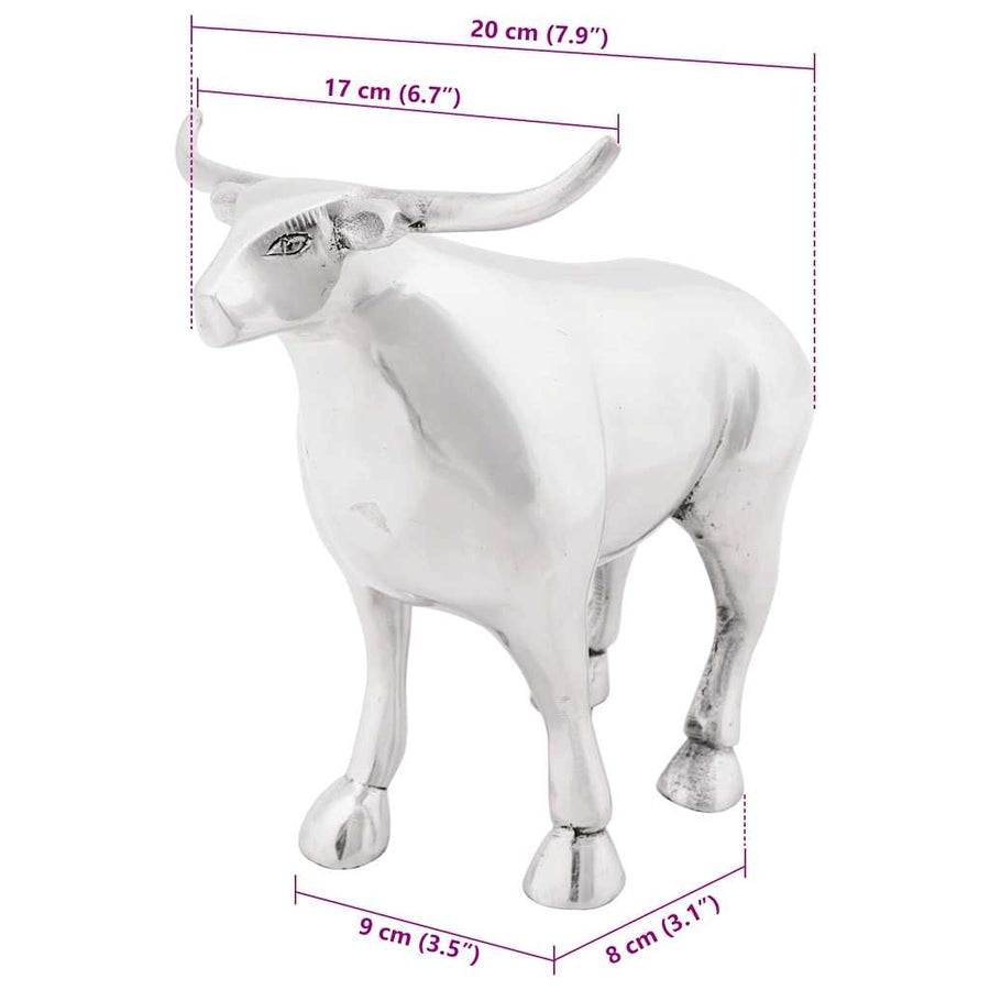 Stierensculptuur Zilver 20 x 17 x 23 cm Aluminium