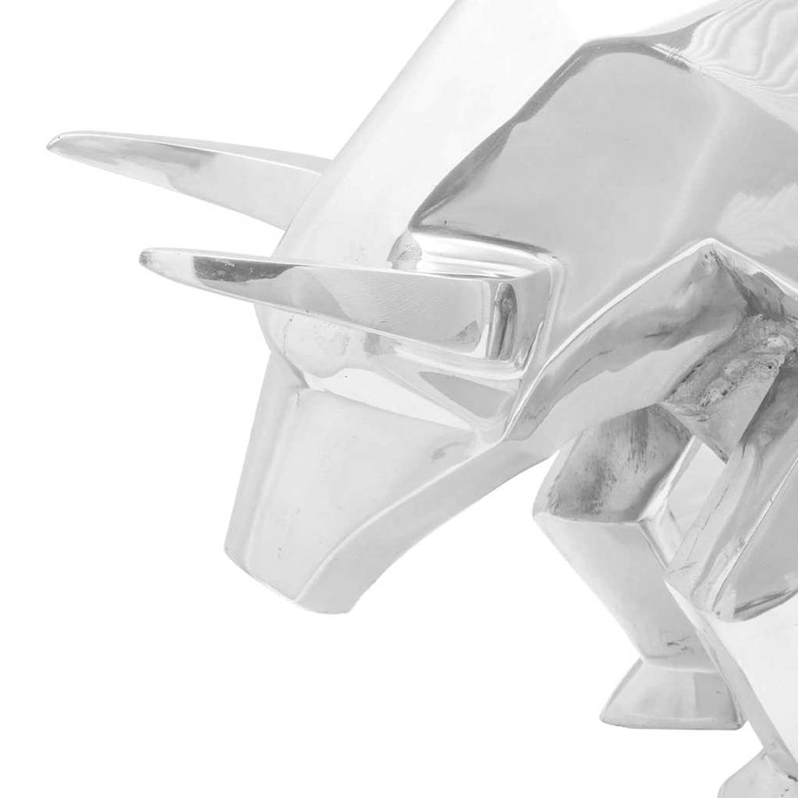 Stierensculptuur Zilver 74 x 23 x 39 cm Aluminium