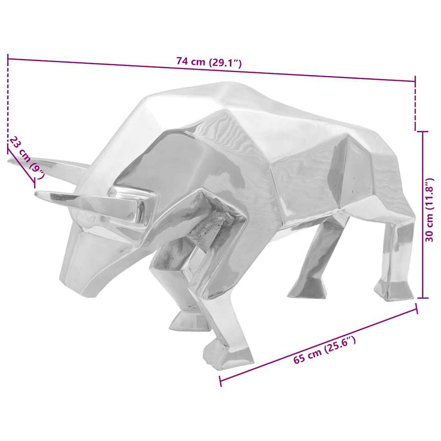 Stierensculptuur Zilver 74 x 23 x 39 cm Aluminium