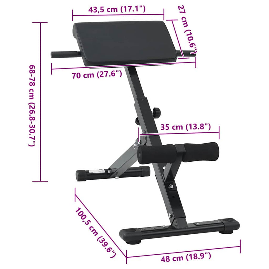 Hyperextension Bank Zwart 100,5 x 70 x 78 cm Gepoedercoat staal