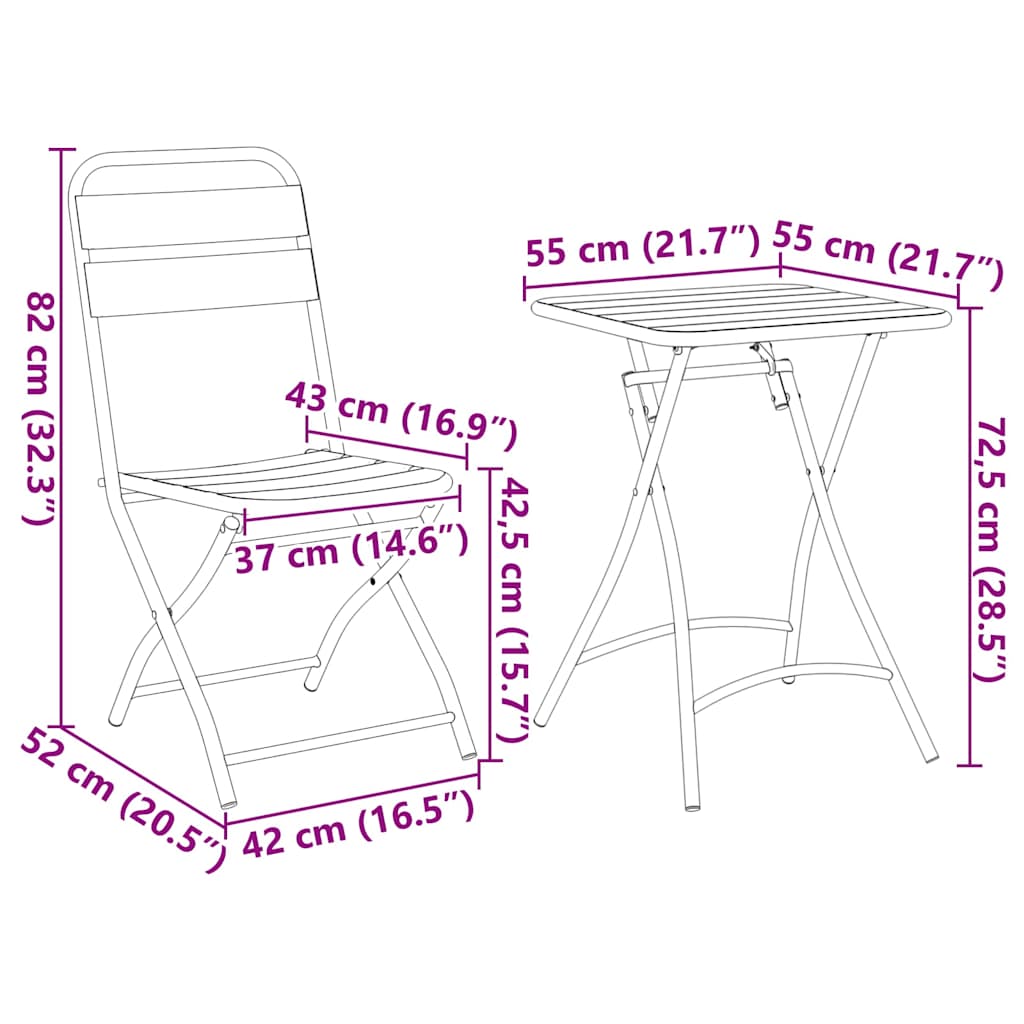 Bistroset 3 pcs Groen Staal