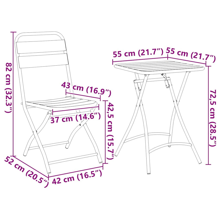Bistroset 3 pcs Wit Staal