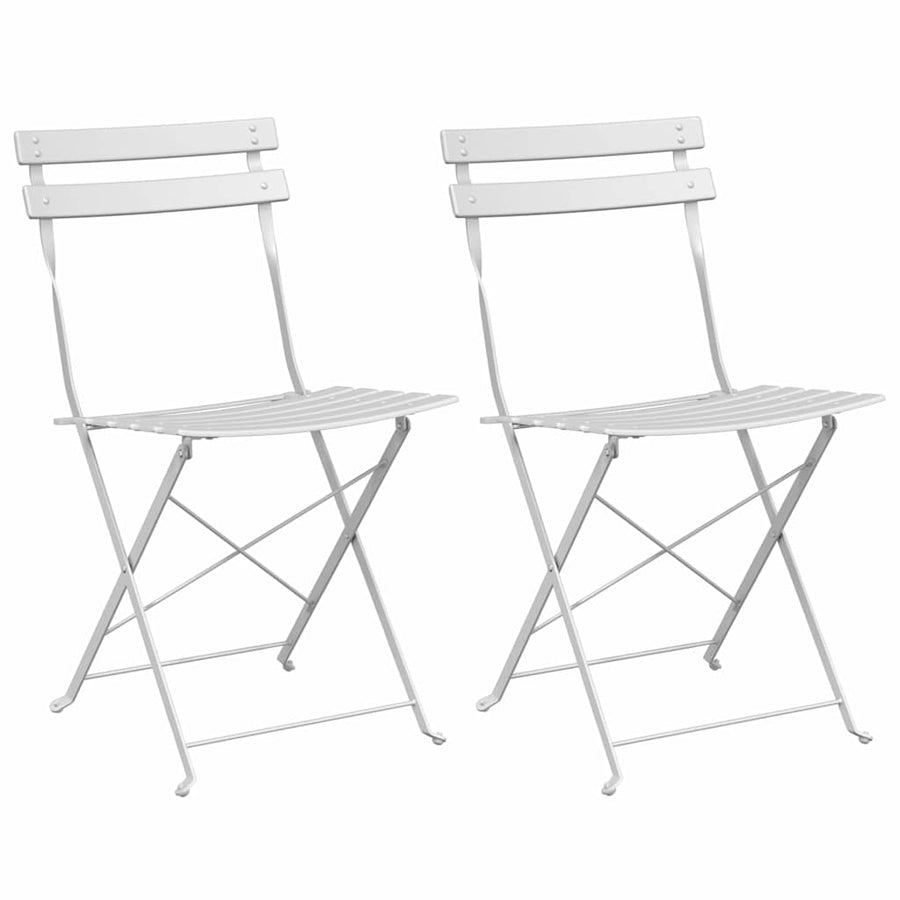Tuin Opvouwbare Stoel 2 pcs Wit 42 x 46 x 82cm Metaal