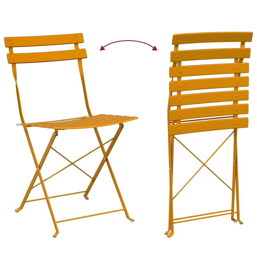 Tuin Opvouwbare Stoel 2 pcs Mosterdgeel 42 x 46 x 82cm Metaal