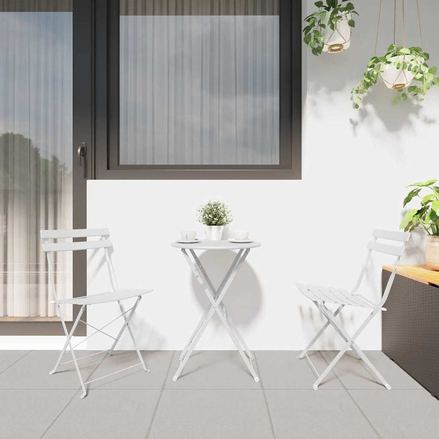 Vouw Bistro Set 3 pcs Wit Staal