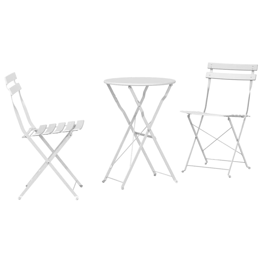 Vouw Bistro Set 3 pcs Wit Staal