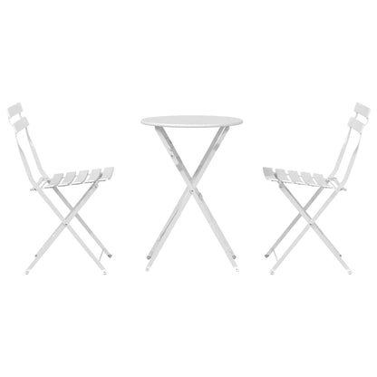 Vouw Bistro Set 3 pcs Wit Staal