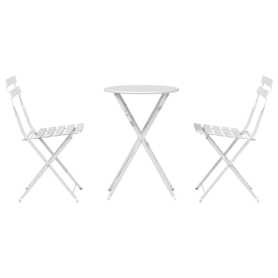 Vouw Bistro Set 3 pcs Wit Staal