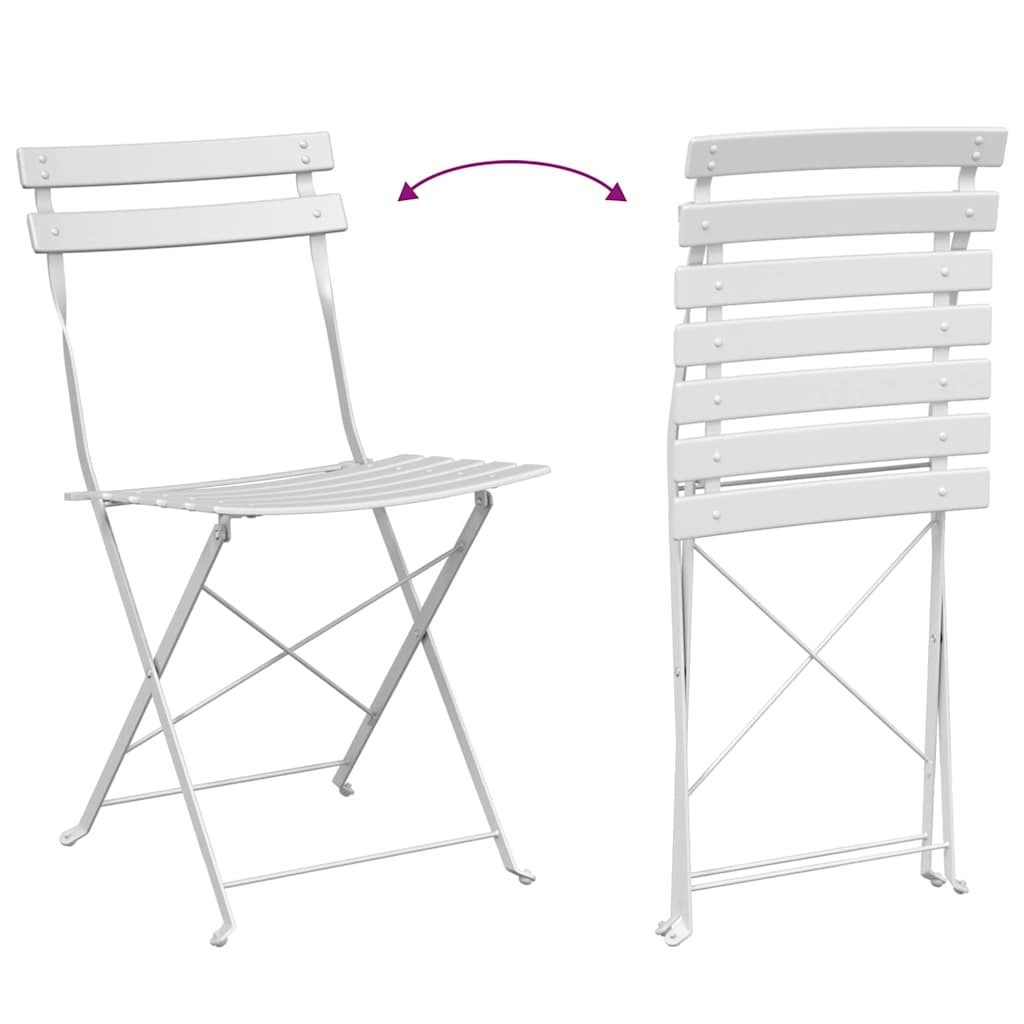 Vouw Bistro Set 3 pcs Wit Staal