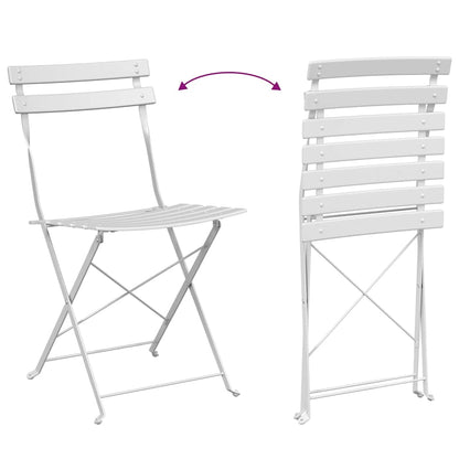 Vouw Bistro Set 3 pcs Wit Staal