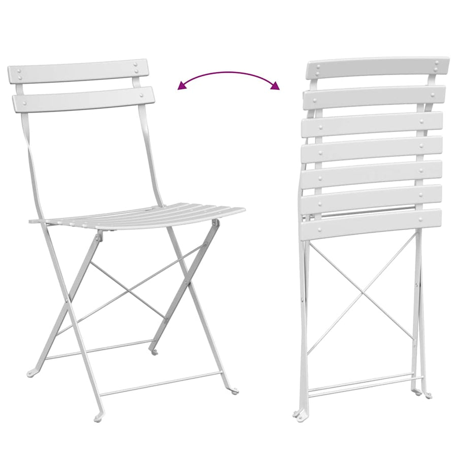 Vouw Bistro Set 3 pcs Wit Staal