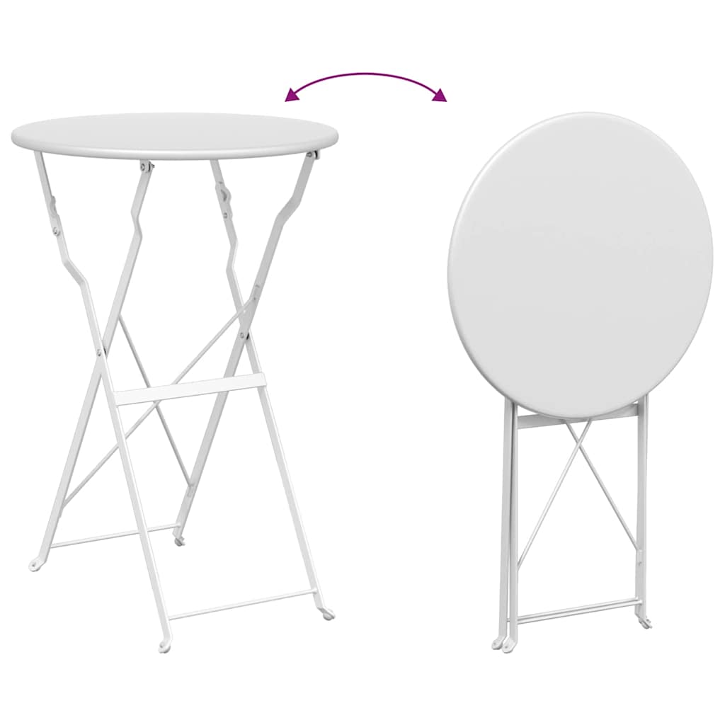 Vouw Bistro Set 3 pcs Wit Staal
