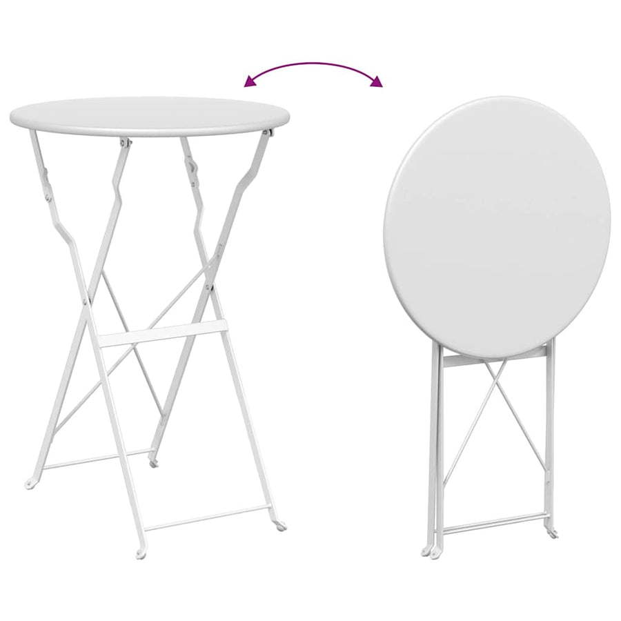 Vouw Bistro Set 3 pcs Wit Staal