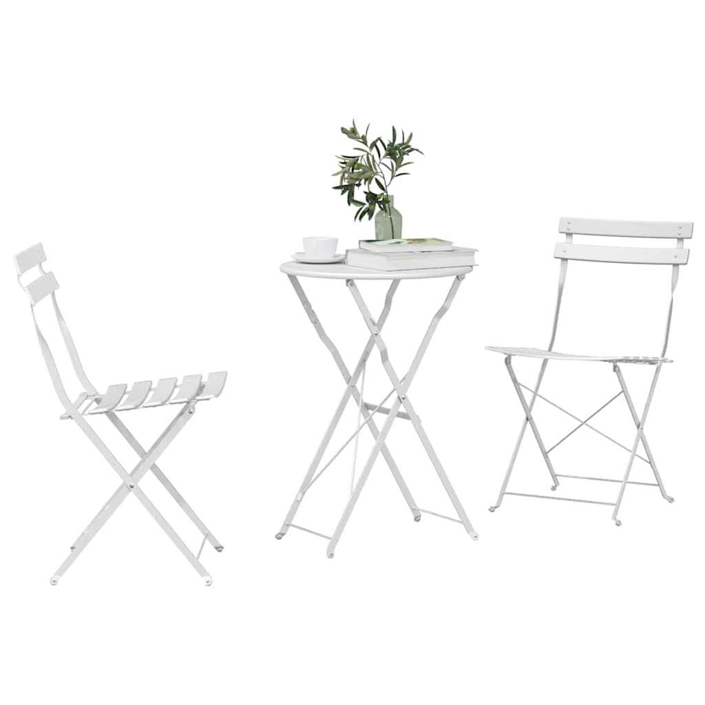 Vouw Bistro Set 3 pcs Wit Staal