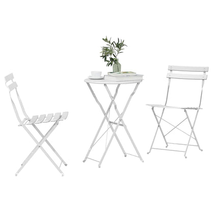 Vouw Bistro Set 3 pcs Wit Staal