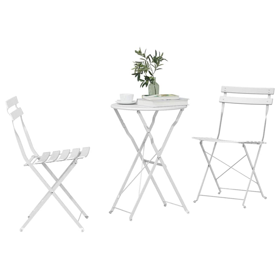 Vouw Bistro Set 3 pcs Wit Staal