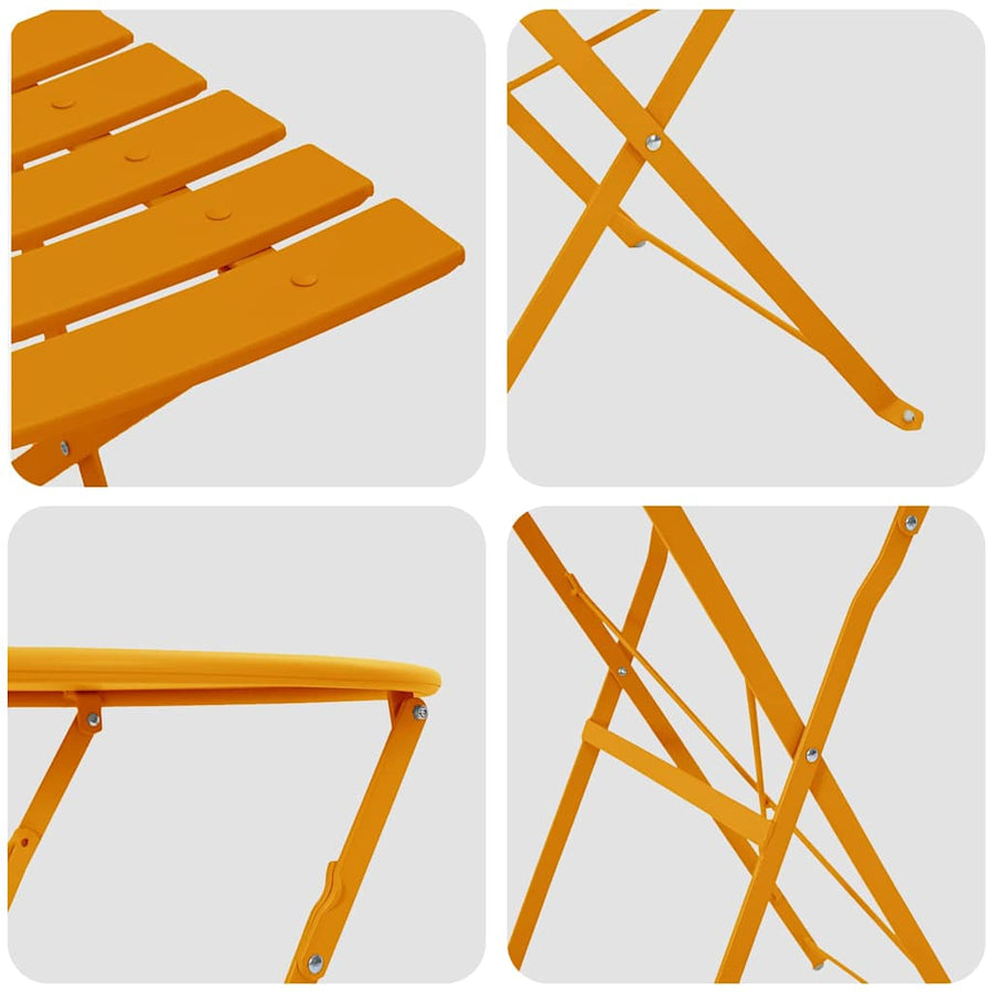 Vouw Bistro Set 3 pcs Mosterdgeel Staal