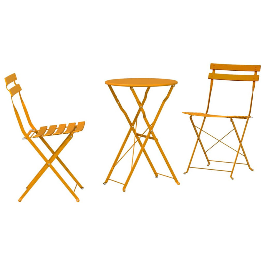 Vouw Bistro Set 3 pcs Mosterdgeel Staal