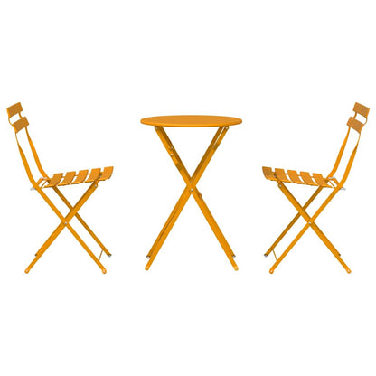 Vouw Bistro Set 3 pcs Mosterdgeel Staal