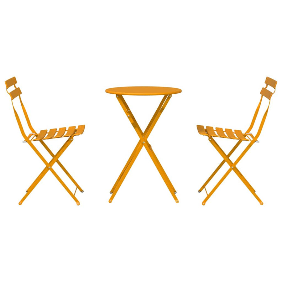 Vouw Bistro Set 3 pcs Mosterdgeel Staal