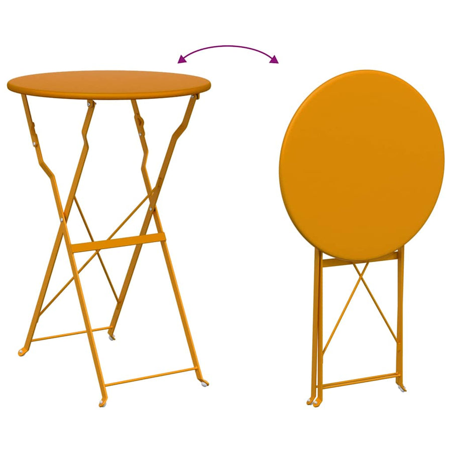 Vouw Bistro Set 3 pcs Mosterdgeel Staal