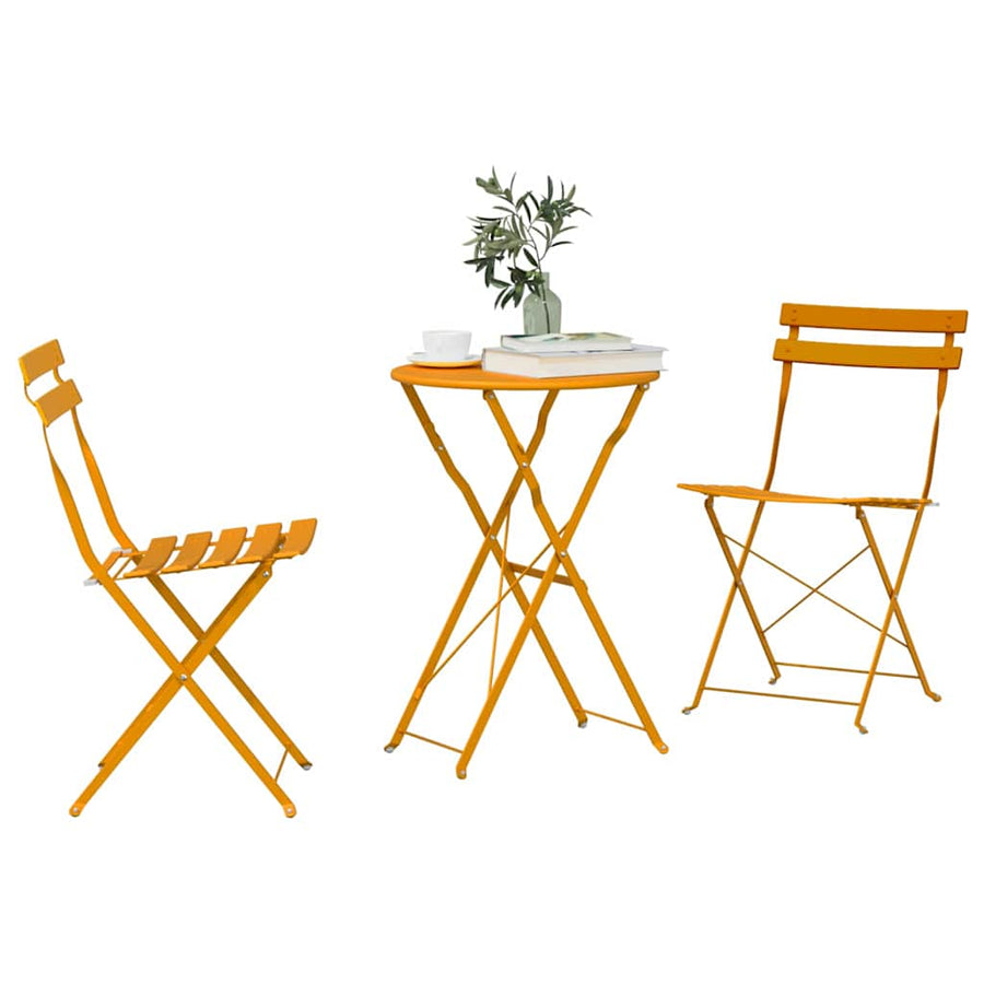 Vouw Bistro Set 3 pcs Mosterdgeel Staal