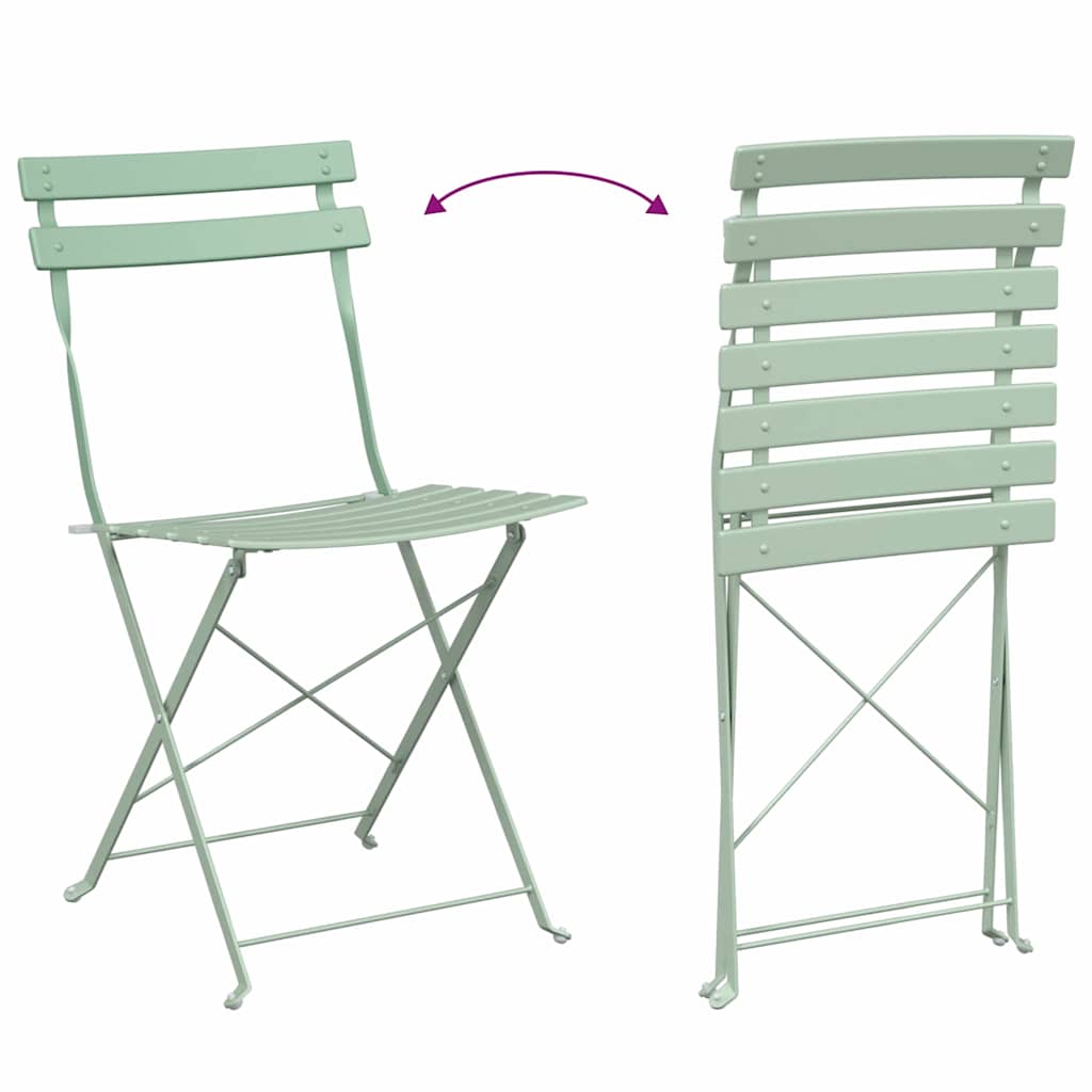 Vouw Bistro Set 3 pcs Sea foam Staal