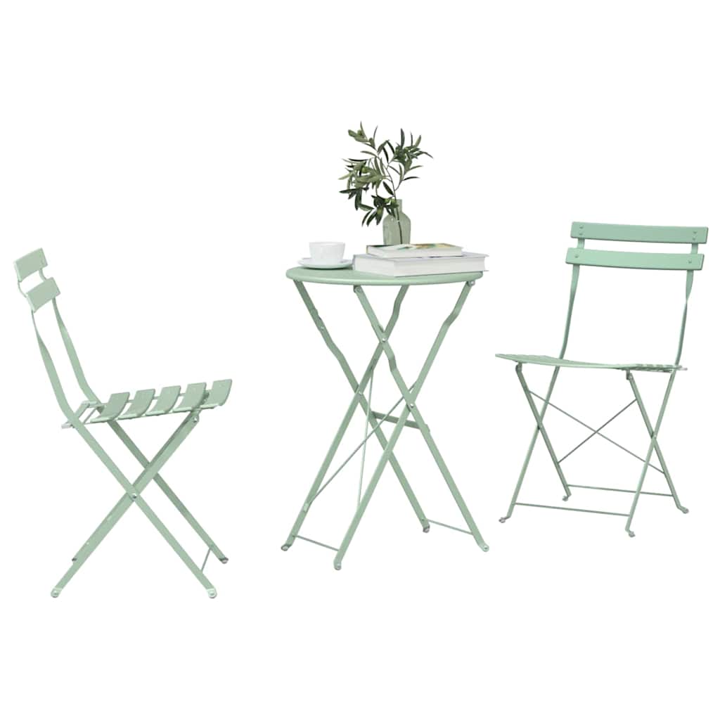 Vouw Bistro Set 3 pcs Sea foam Staal