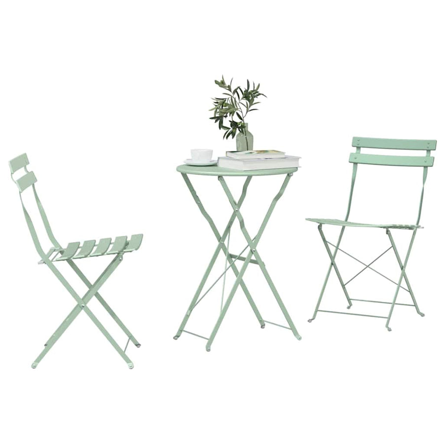 Vouw Bistro Set 3 pcs Sea foam Staal