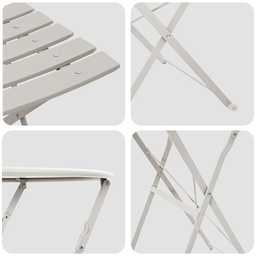 Vouw Bistro Set 3 pcs Beige Staal