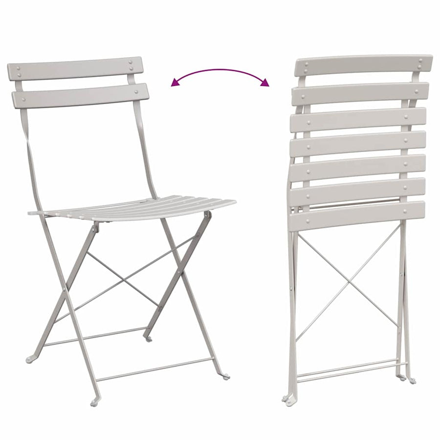 Vouw Bistro Set 3 pcs Beige Staal