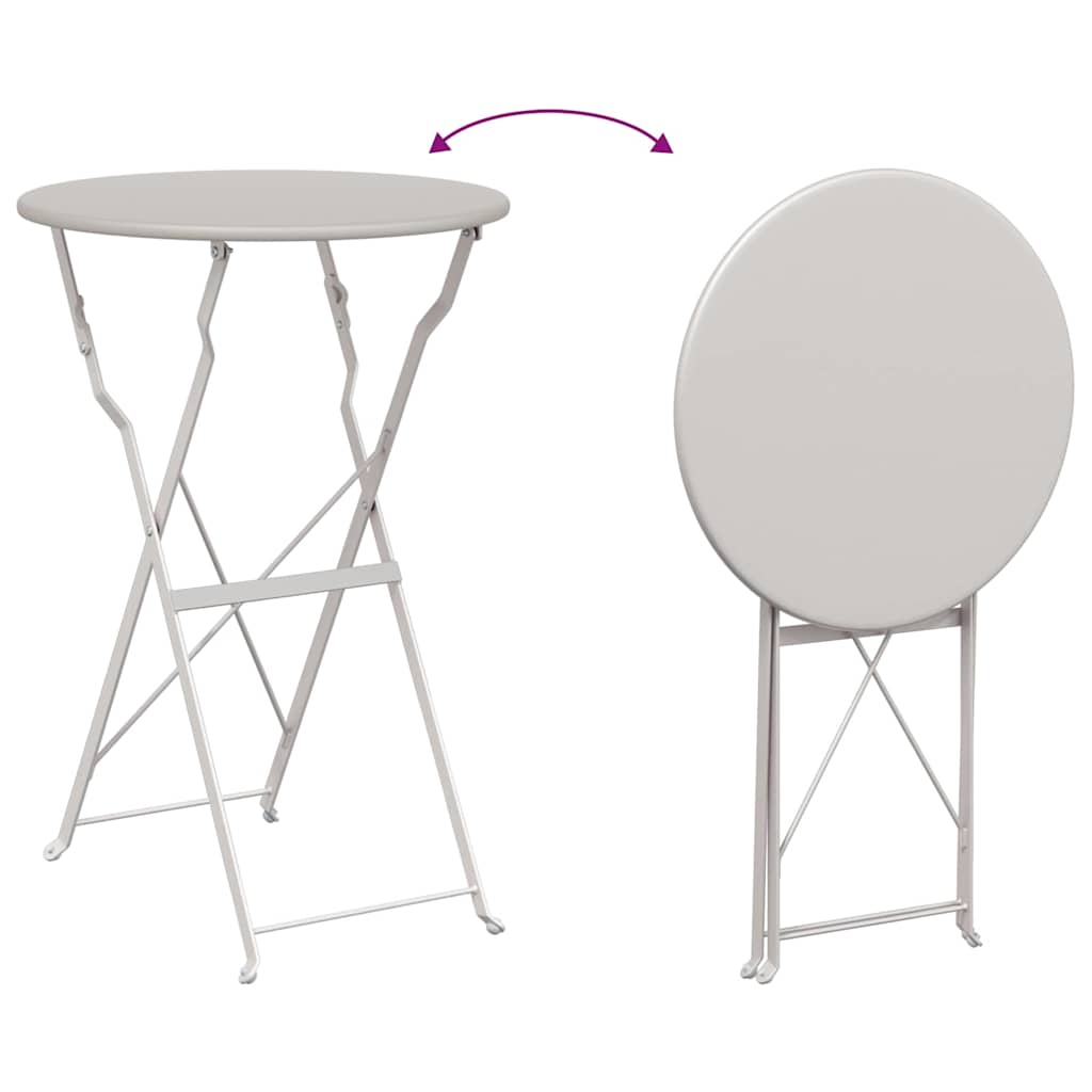 Vouw Bistro Set 3 pcs Beige Staal