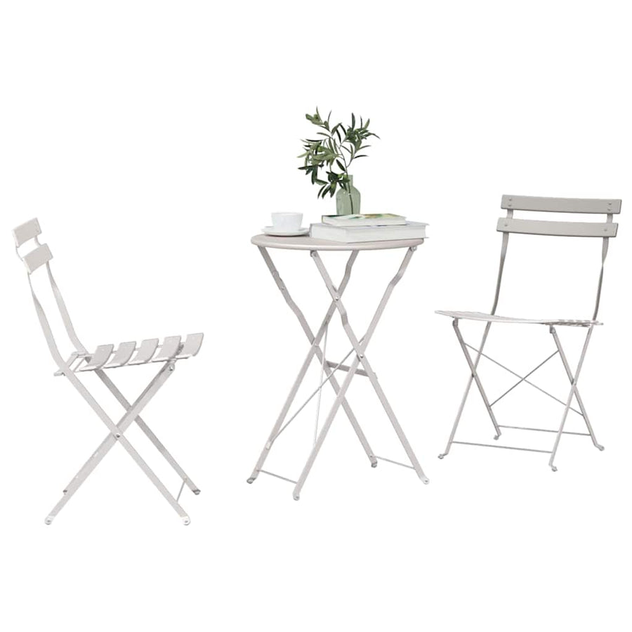 Vouw Bistro Set 3 pcs Beige Staal
