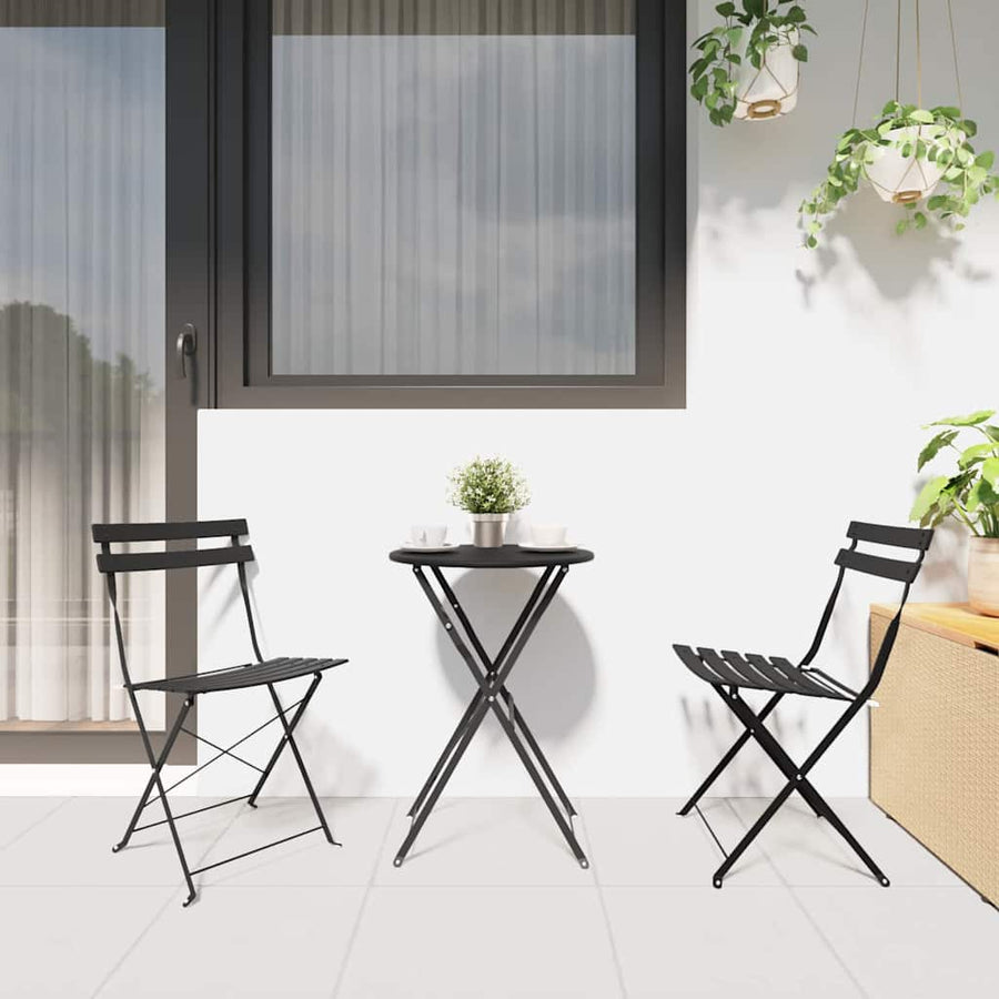 Vouw Bistro Set 3 pcs Antraciet Staal